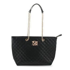 BADGLEY MISCHKA Black w/ Gold Tone Quilted Chain Strap Shoulder Bag 17”X10.5”X5”